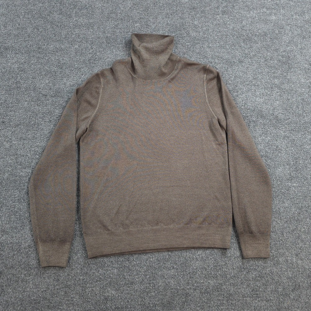 Gran Sasso Sweater Mens IT 48 Brown 100% Virgin Wool Turtleneck Italy Knit